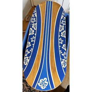 Surf SkimBoard Blue Hawaiian Design on Wood Quality 42"x17"